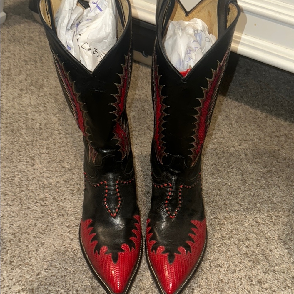 Black and Red Western Boots